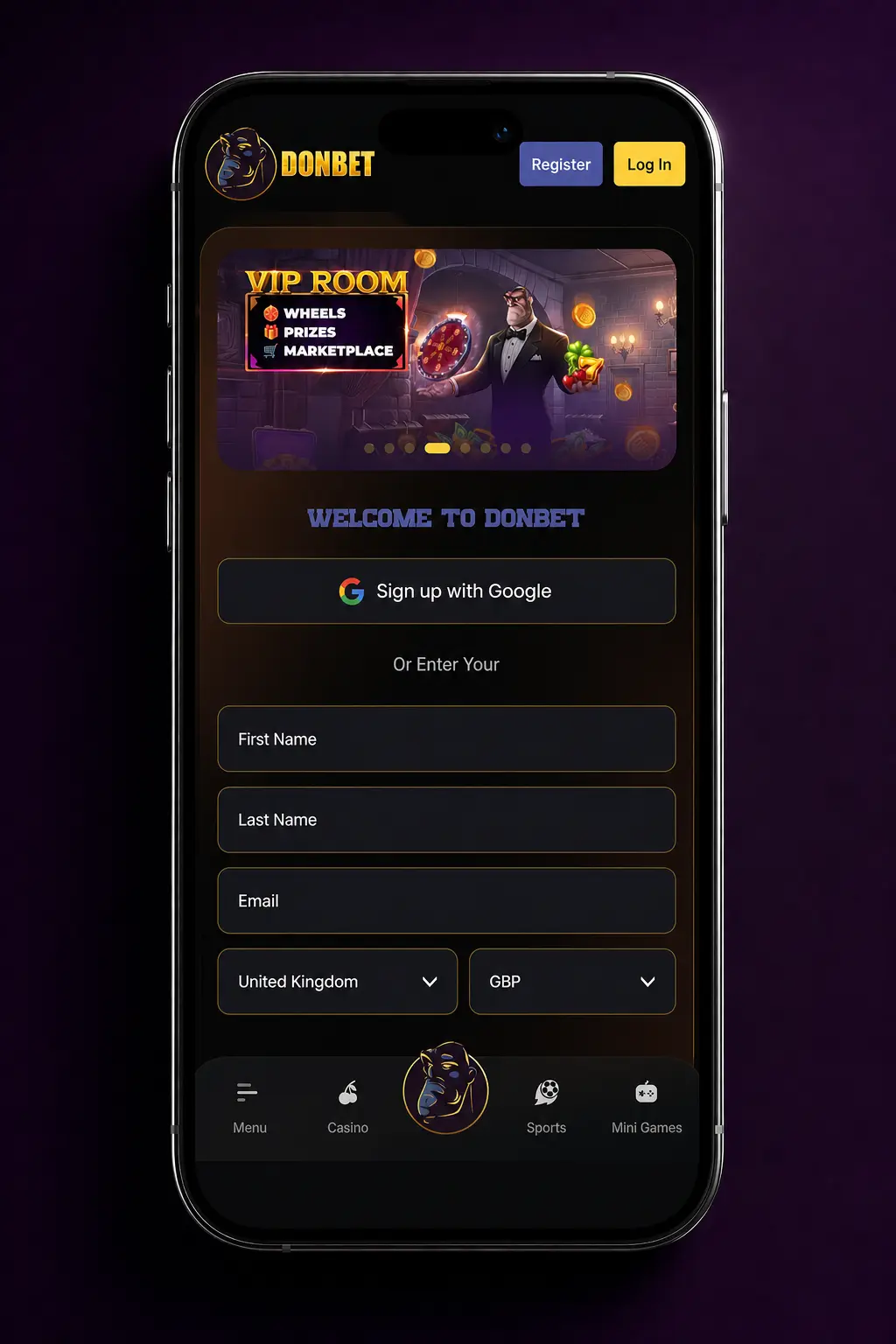 Donbet Casino slot lobby on a mobile screen