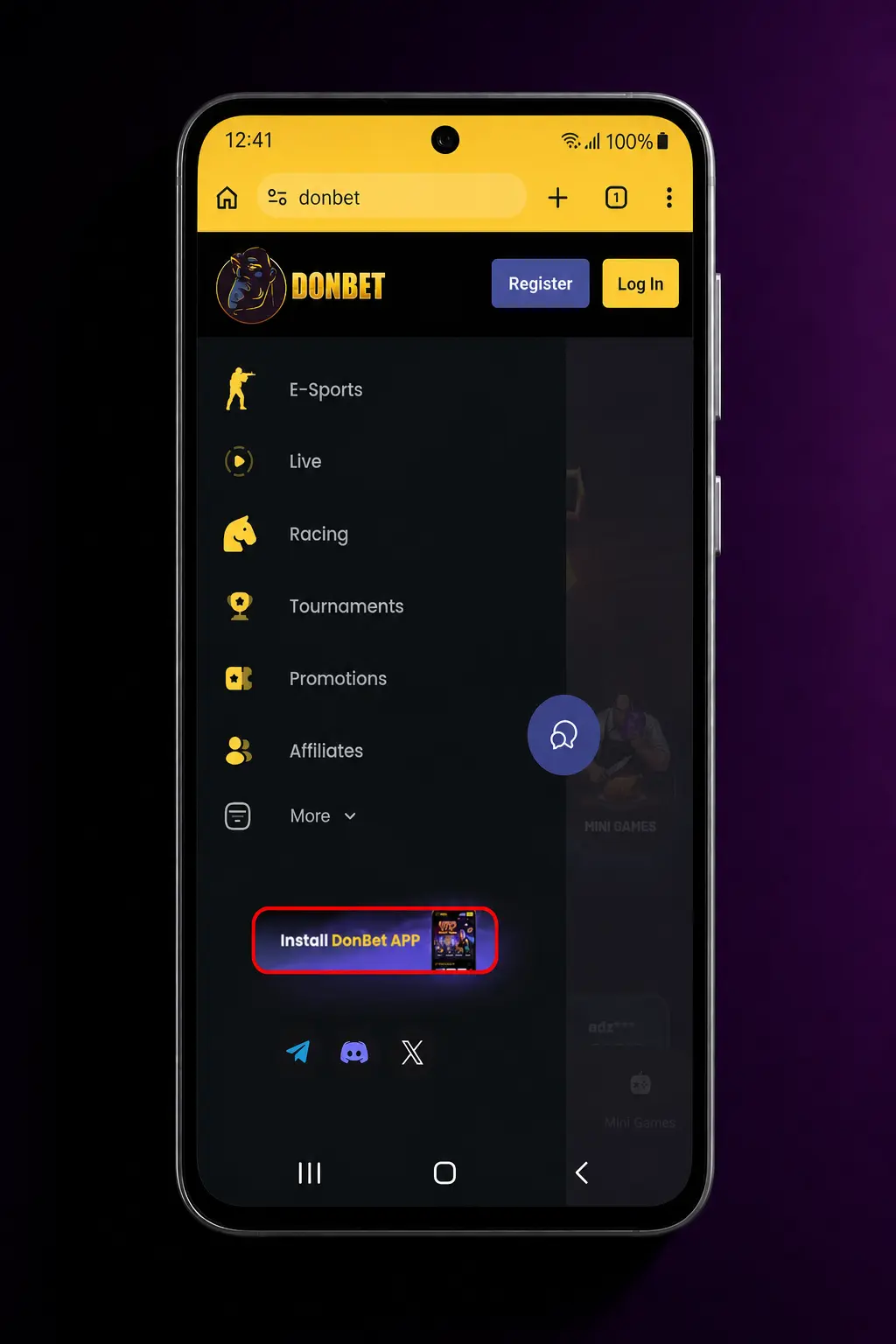 Donbet Casino Android app installation screen
